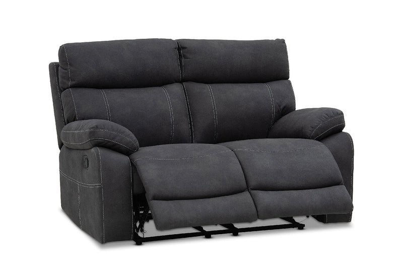 ALFRED FABRIC 2 SEATER WITH INBUILT RECLINERS CHARCOAL