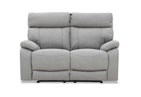ALFRED FABRIC 2 SEATER WITH INBUILT RECLINERS LIGHT GREY