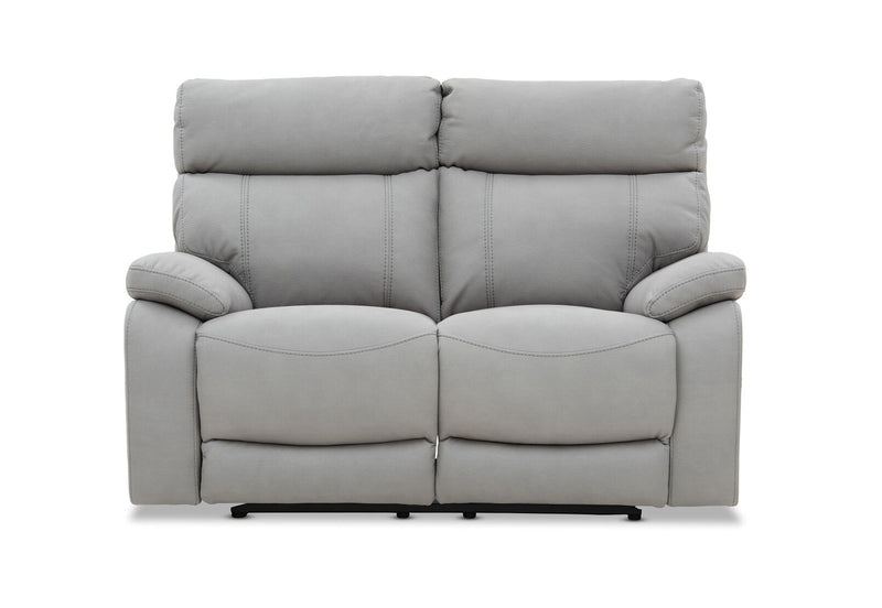 ALFRED FABRIC 2 SEATER WITH INBUILT RECLINERS LIGHT GREY