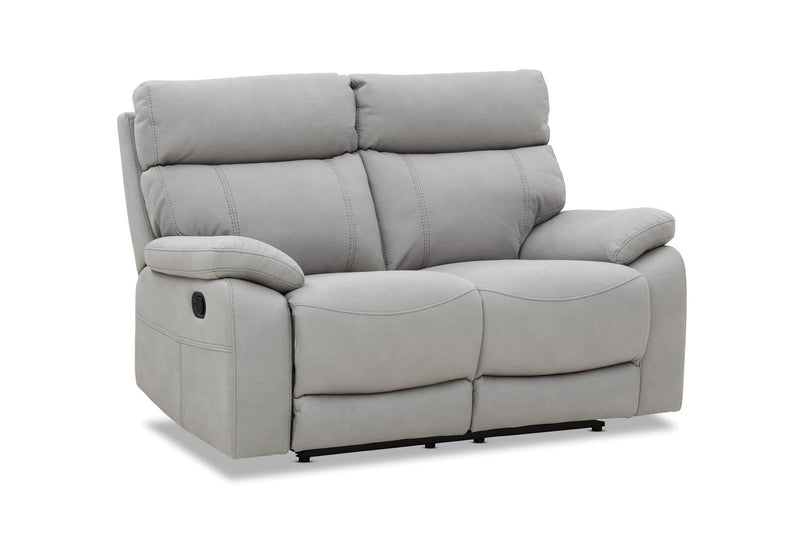 ALFRED FABRIC 2 SEATER WITH INBUILT RECLINERS LIGHT GREY