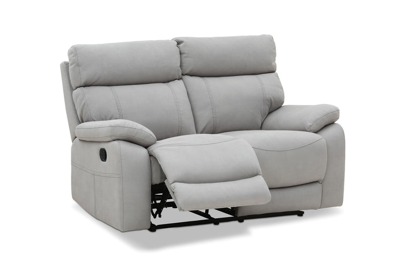 ALFRED FABRIC 2 SEATER WITH INBUILT RECLINERS LIGHT GREY