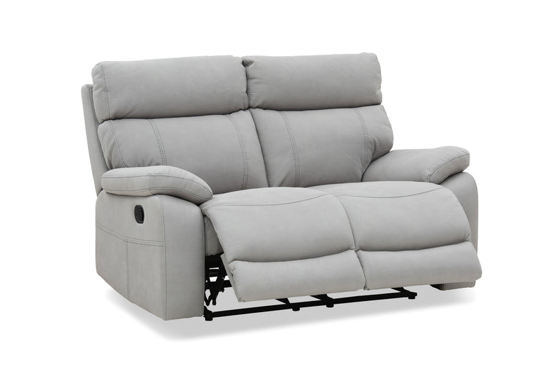 ALFRED FABRIC 2 SEATER WITH INBUILT RECLINERS LIGHT GREY