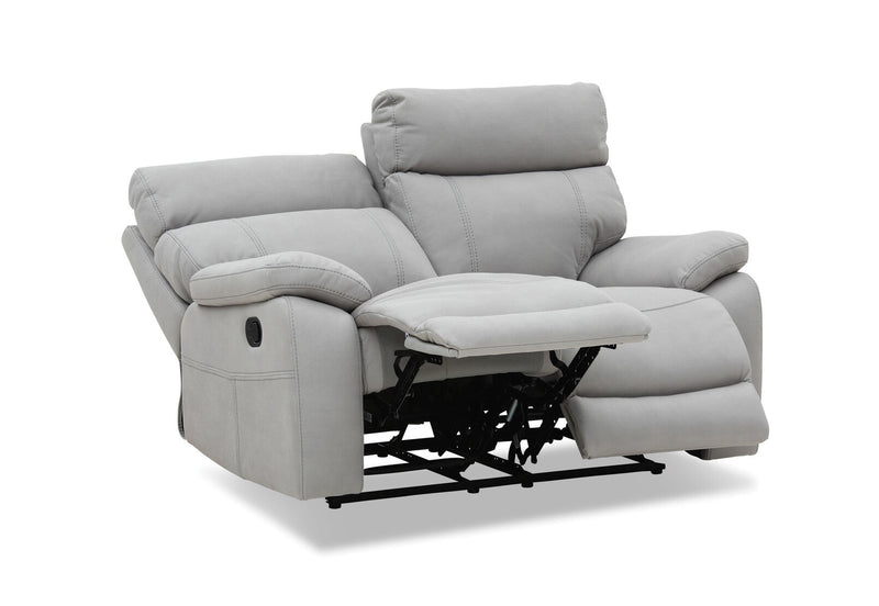 ALFRED FABRIC 2 SEATER WITH INBUILT RECLINERS LIGHT GREY