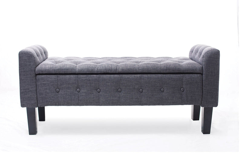 REIGN GREY UPHOLSTERED STORAGE BENCH GREY