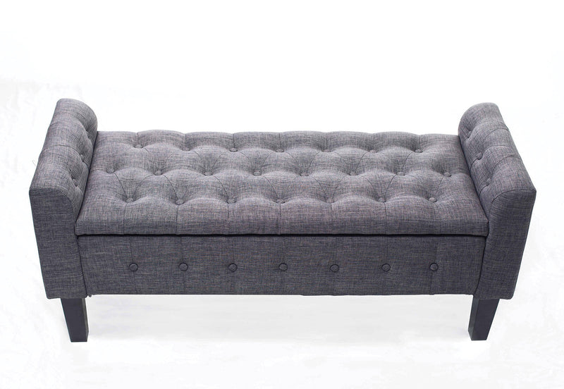REIGN GREY UPHOLSTERED STORAGE BENCH GREY
