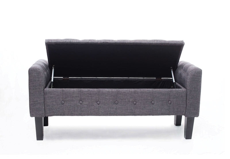 REIGN GREY UPHOLSTERED STORAGE BENCH GREY
