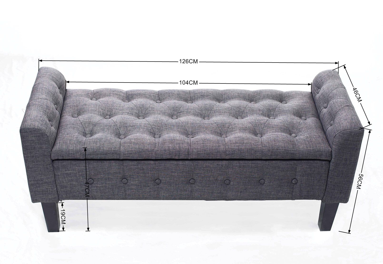 REIGN GREY UPHOLSTERED STORAGE BENCH GREY