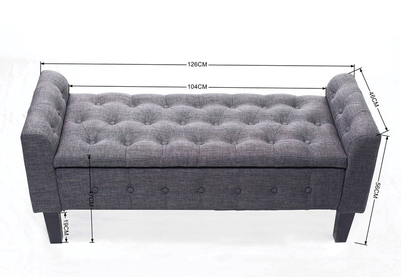 REIGN GREY UPHOLSTERED STORAGE BENCH GREY