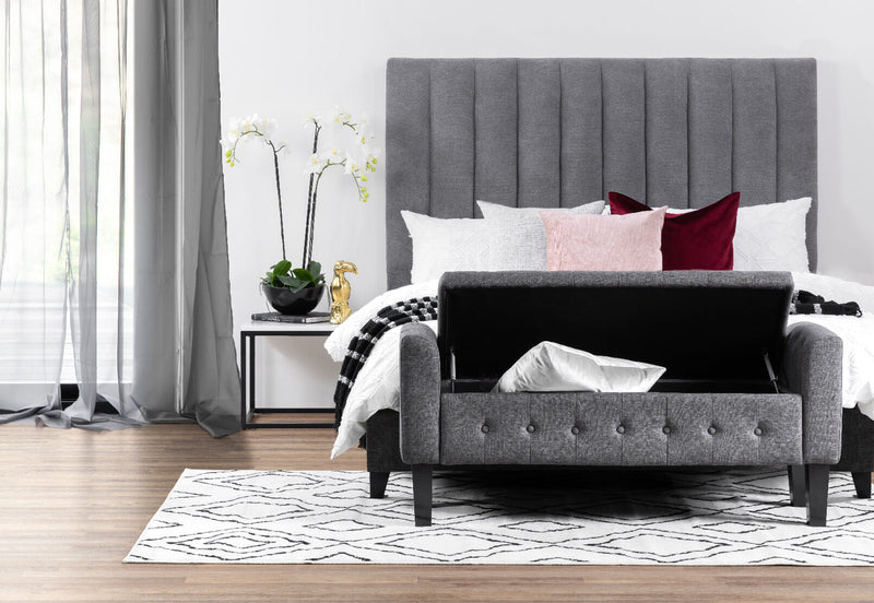 REIGN GREY UPHOLSTERED STORAGE BENCH GREY