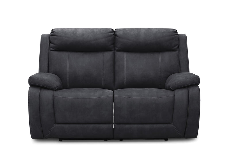 SAN MARCO FABRIC 2 SEATER SOFA WITH ELECTRIC RECLINERS BLACK