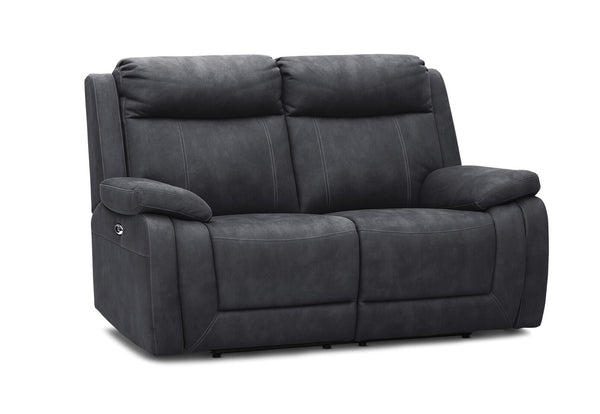 SAN MARCO FABRIC 2 SEATER SOFA WITH ELECTRIC RECLINERS BLACK