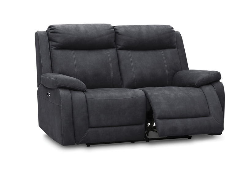 SAN MARCO FABRIC 2 SEATER SOFA WITH ELECTRIC RECLINERS BLACK