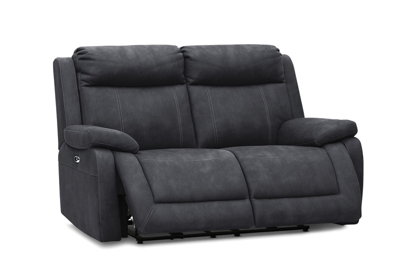 SAN MARCO FABRIC 2 SEATER SOFA WITH ELECTRIC RECLINERS BLACK