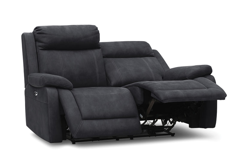 SAN MARCO FABRIC 2 SEATER SOFA WITH ELECTRIC RECLINERS BLACK