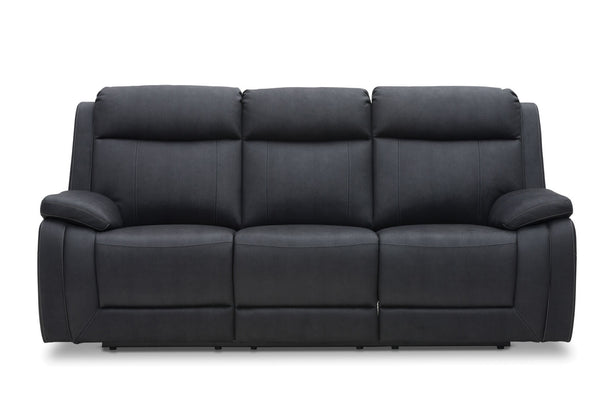 SAN MARCO FABRIC 3 SEATER SOFA WITH 2 INBUILT RECLINERS BLACK