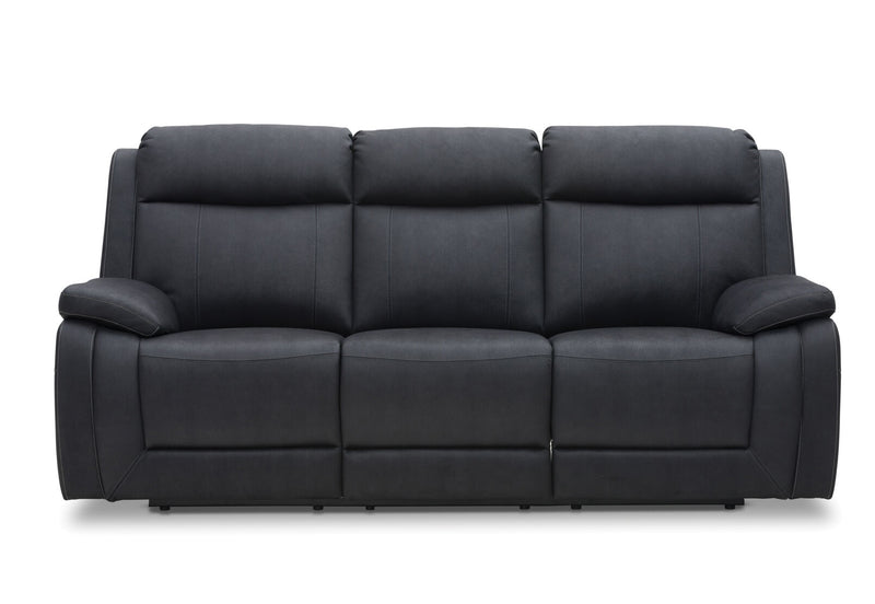 SAN MARCO FABRIC 3 SEATER SOFA WITH 2 INBUILT RECLINERS BLACK
