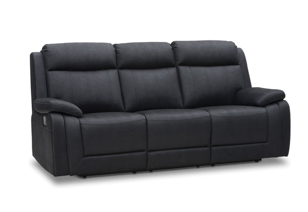 SAN MARCO FABRIC 3 SEATER SOFA WITH 2 INBUILT RECLINERS BLACK