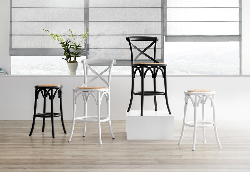 BORDEAUX BACKLESS STOOL ANTIQUE WHITE