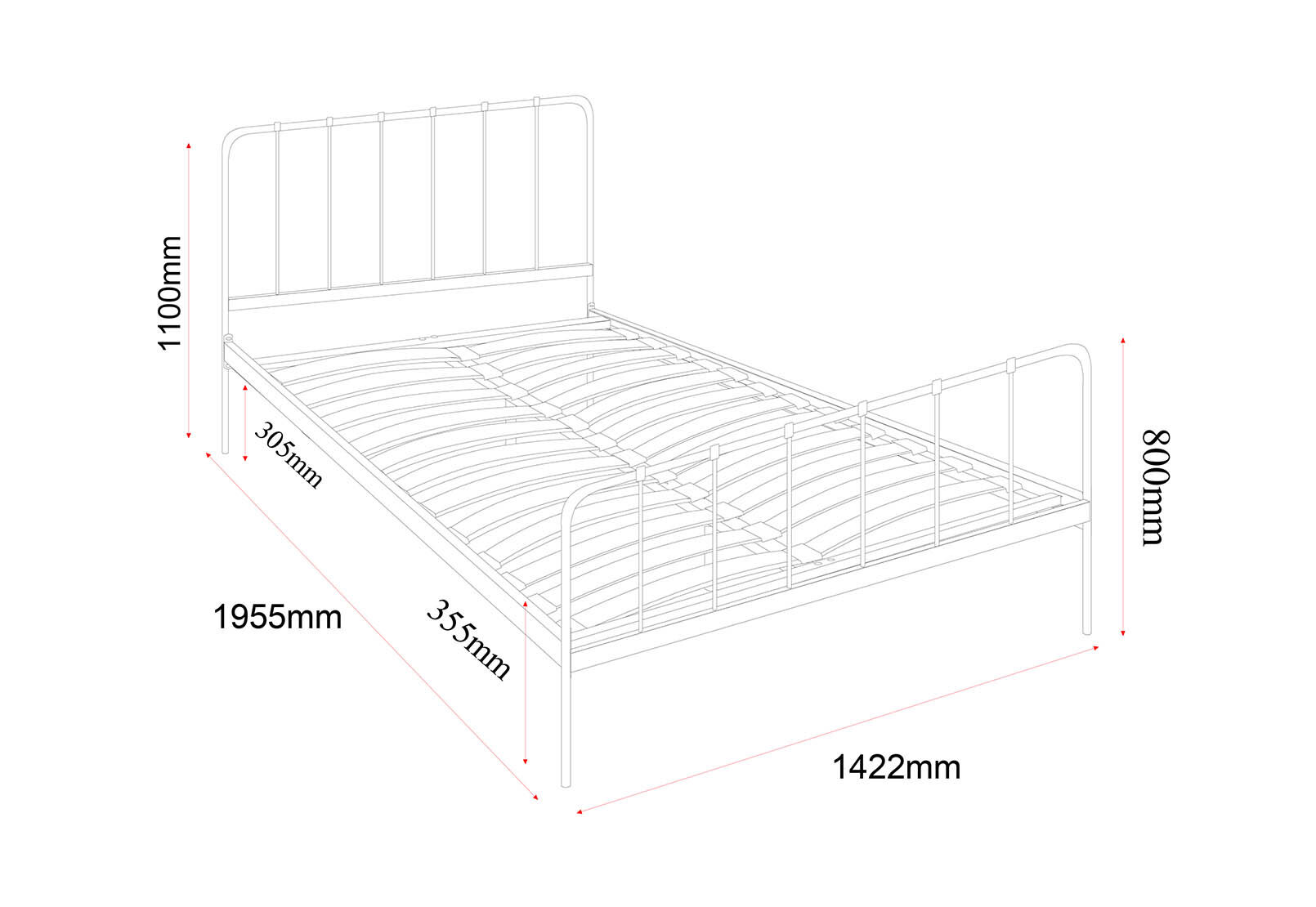EDINBURGH BLACK DOUBLE BED BLACK