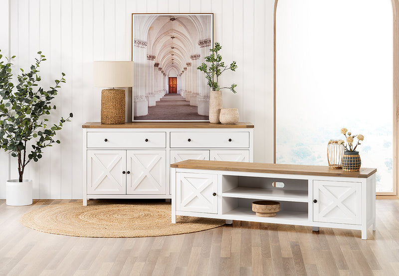NORMANDY ENTERTAINMENT UNIT WHITE/OAK