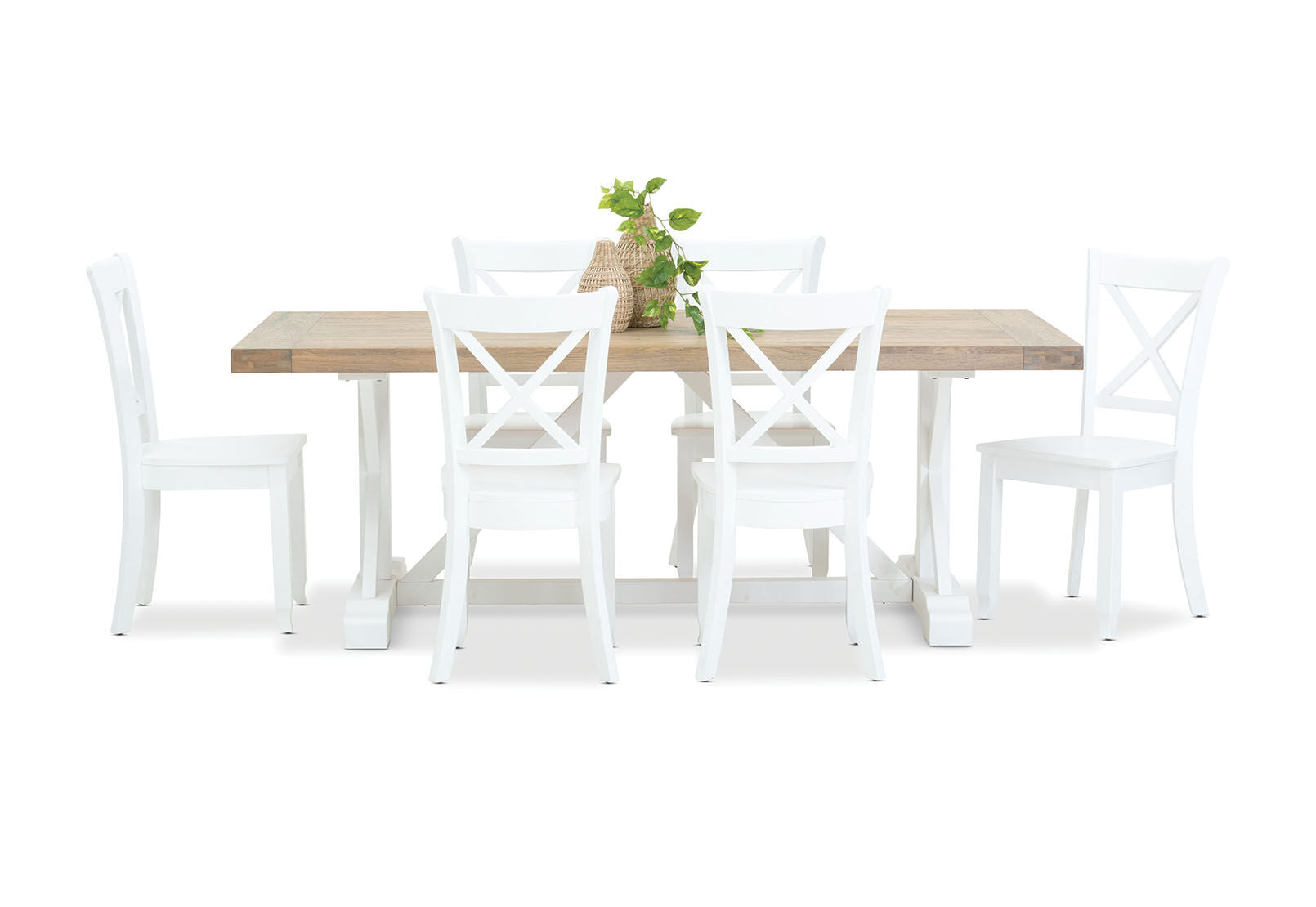 NORMANDY 7 PIECE DINING SUITE WITH CLOUDS DINING CHAIRS  WHITE