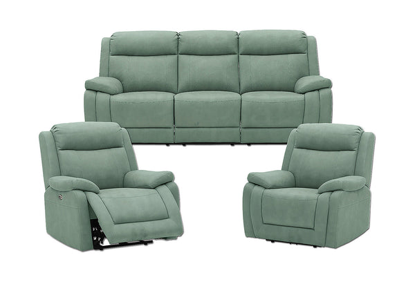 SAN MARCO FABRIC 3 PIECE RECLINER SUITE GREEN
