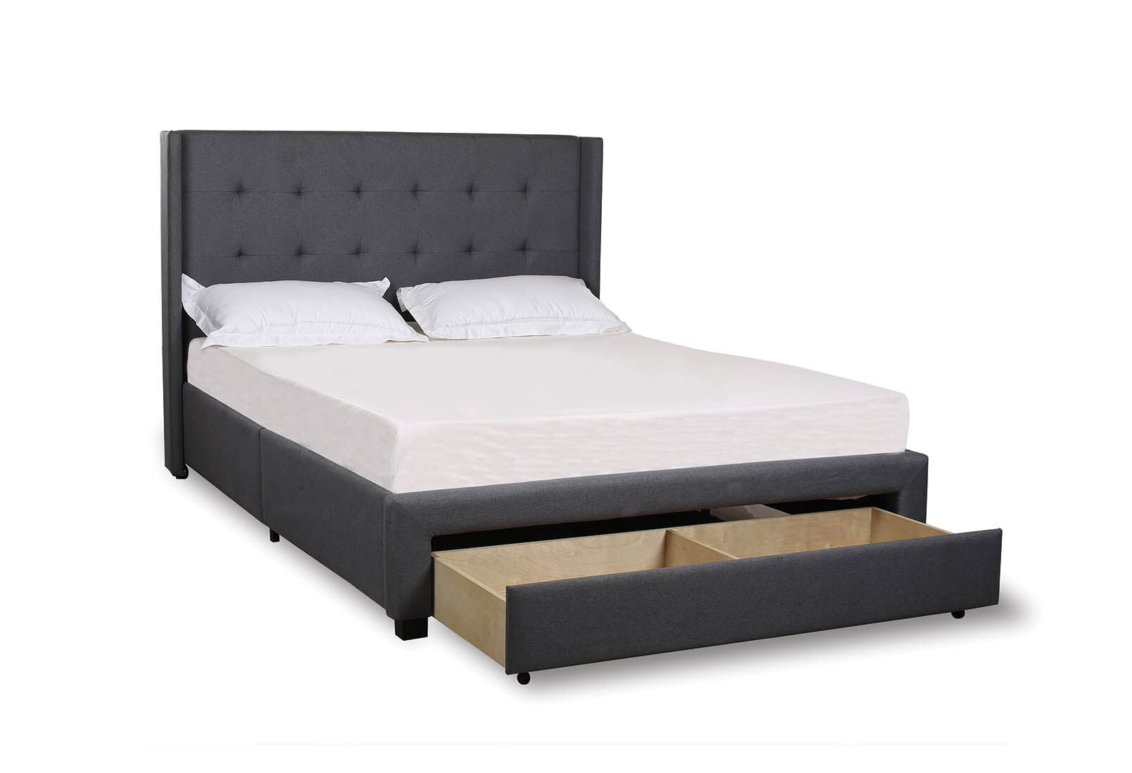 HARDWIN GREY QUEEN BED WITH DRAWERS GREY