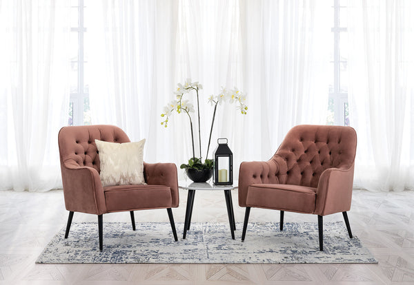 CELESTE TUFTED VELVET ACCENT CHAIR BLUSH