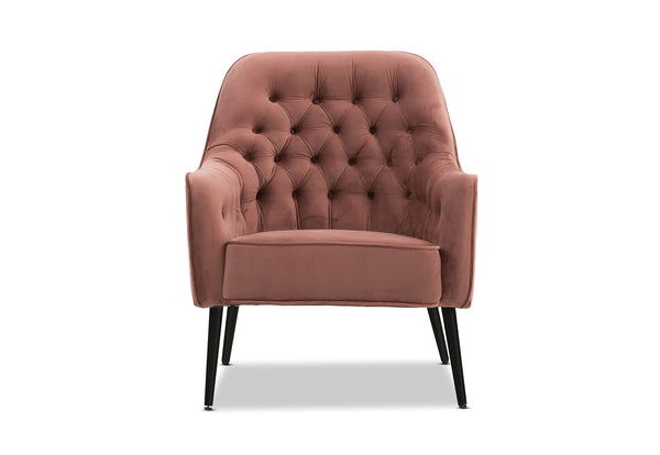 CELESTE TUFTED VELVET ACCENT CHAIR BLUSH