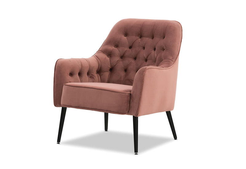 CELESTE TUFTED VELVET ACCENT CHAIR BLUSH