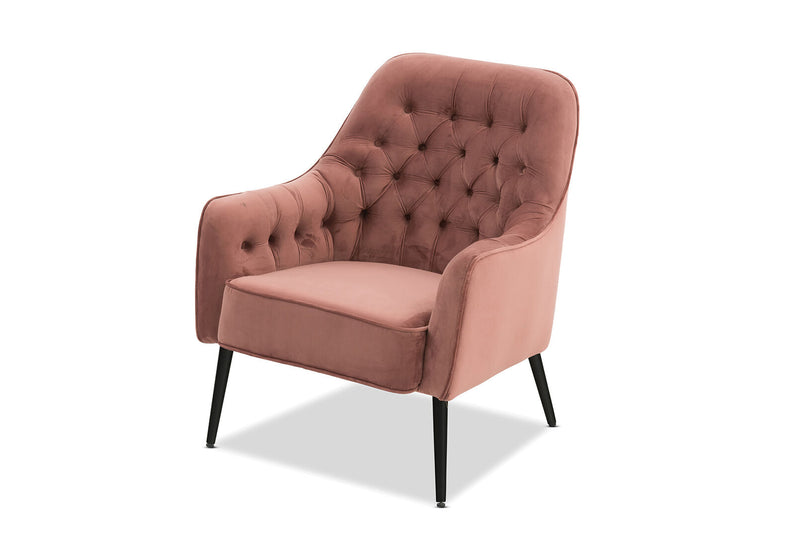 CELESTE TUFTED VELVET ACCENT CHAIR BLUSH