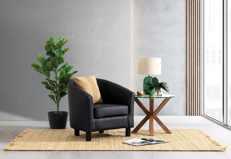 DEL RICO LEATHER-LOOK ACCENT CHAIR BLACK