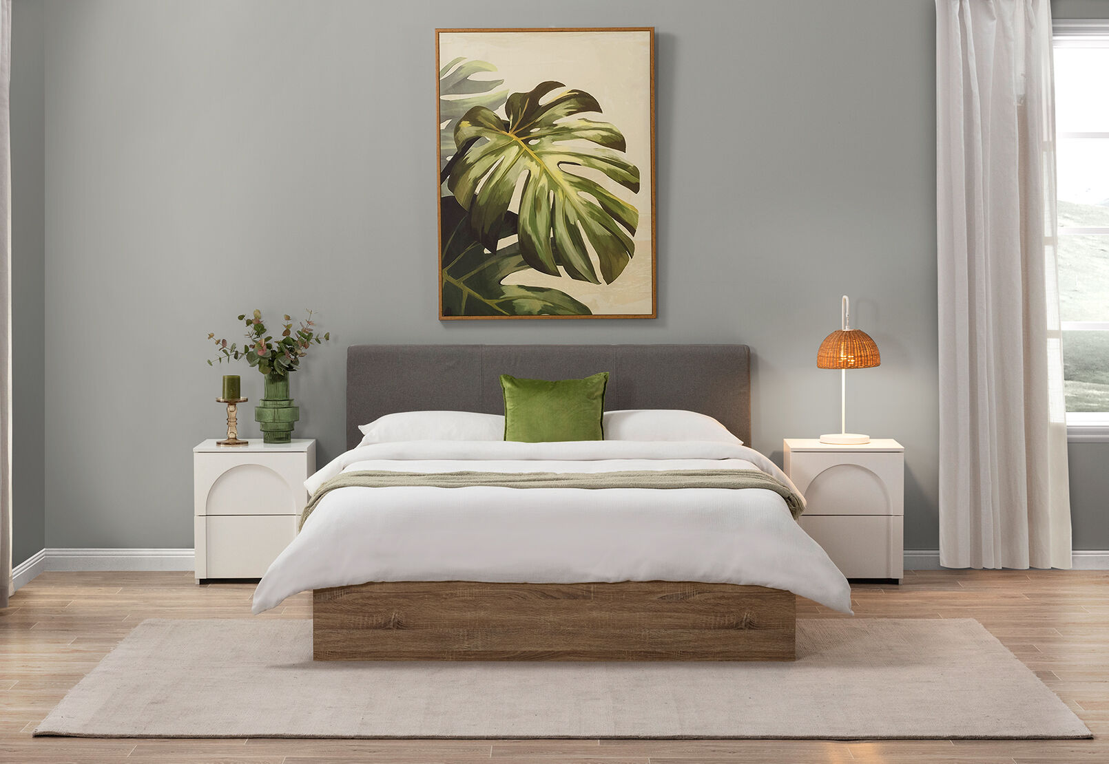 FORFAR QUEEN BED BEECH/GREY