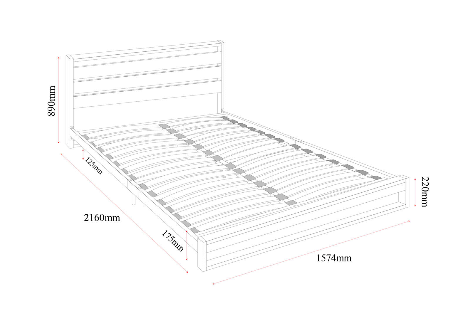 MARCEL QUEEN BED BLACK/TIMBER