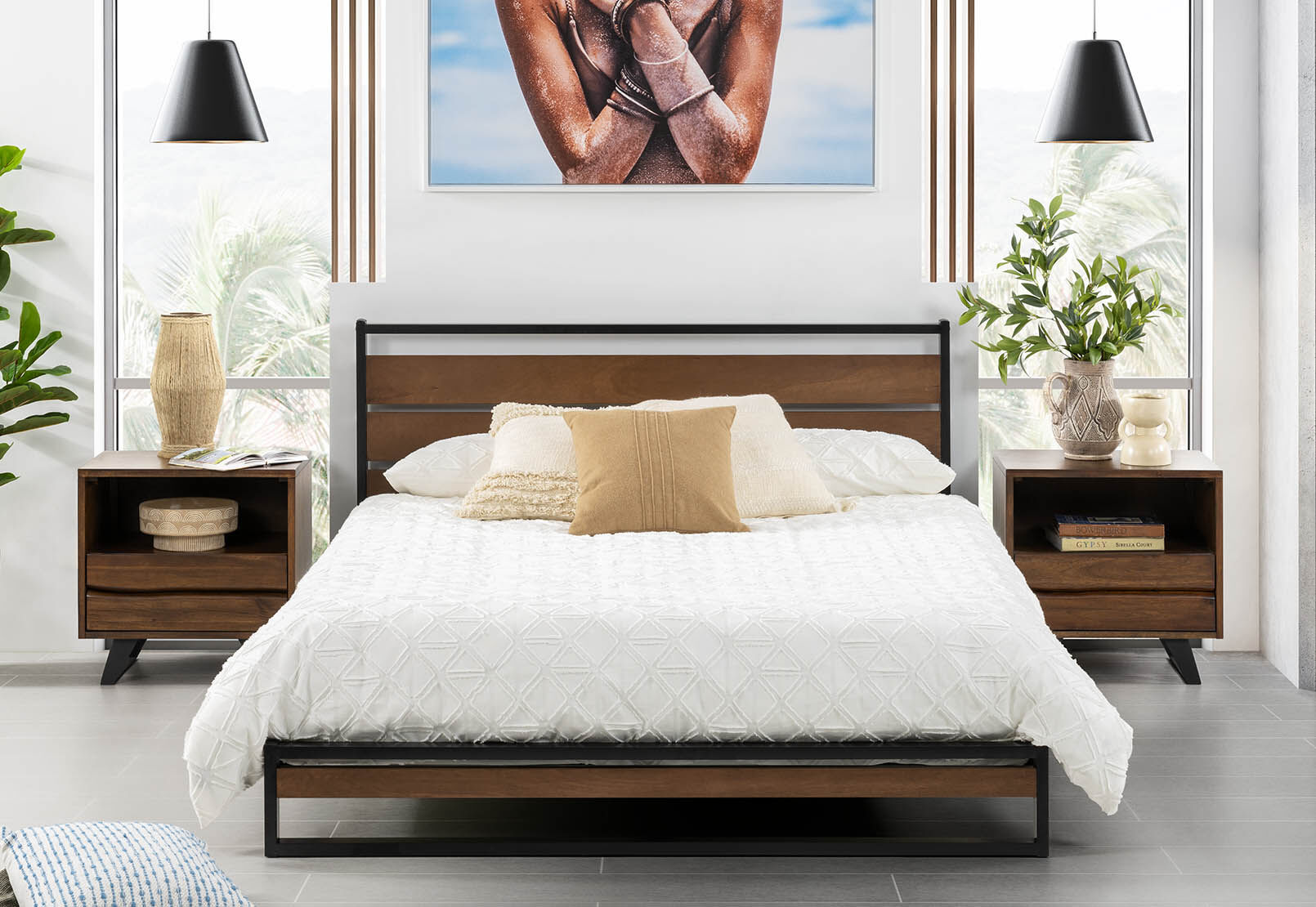 MARCEL KING BED BLACK/TIMBER