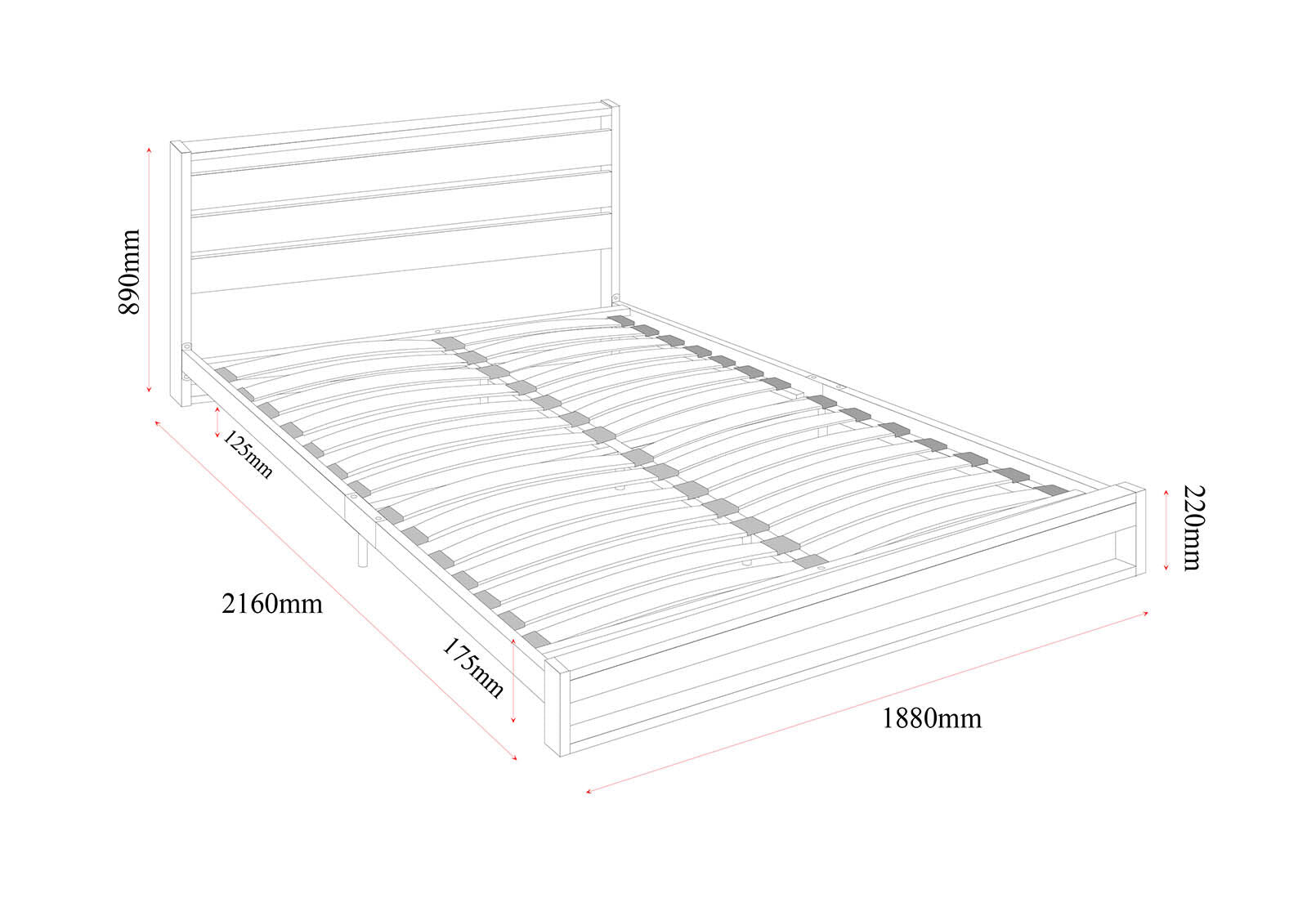 MARCEL KING BED BLACK/TIMBER