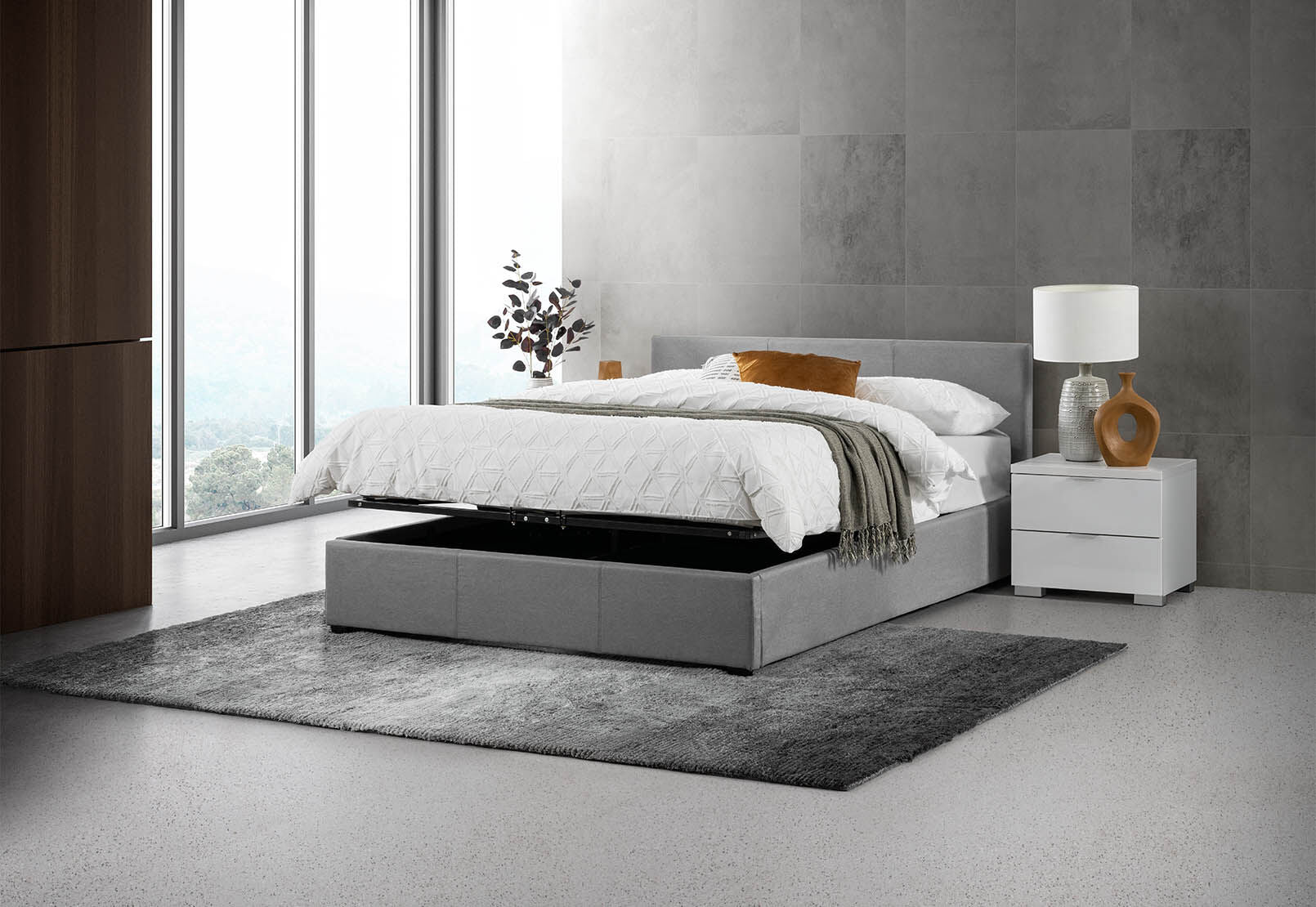 PAGOSA LIGHT GREY QUEEN LIFT BED LIGHT GREY