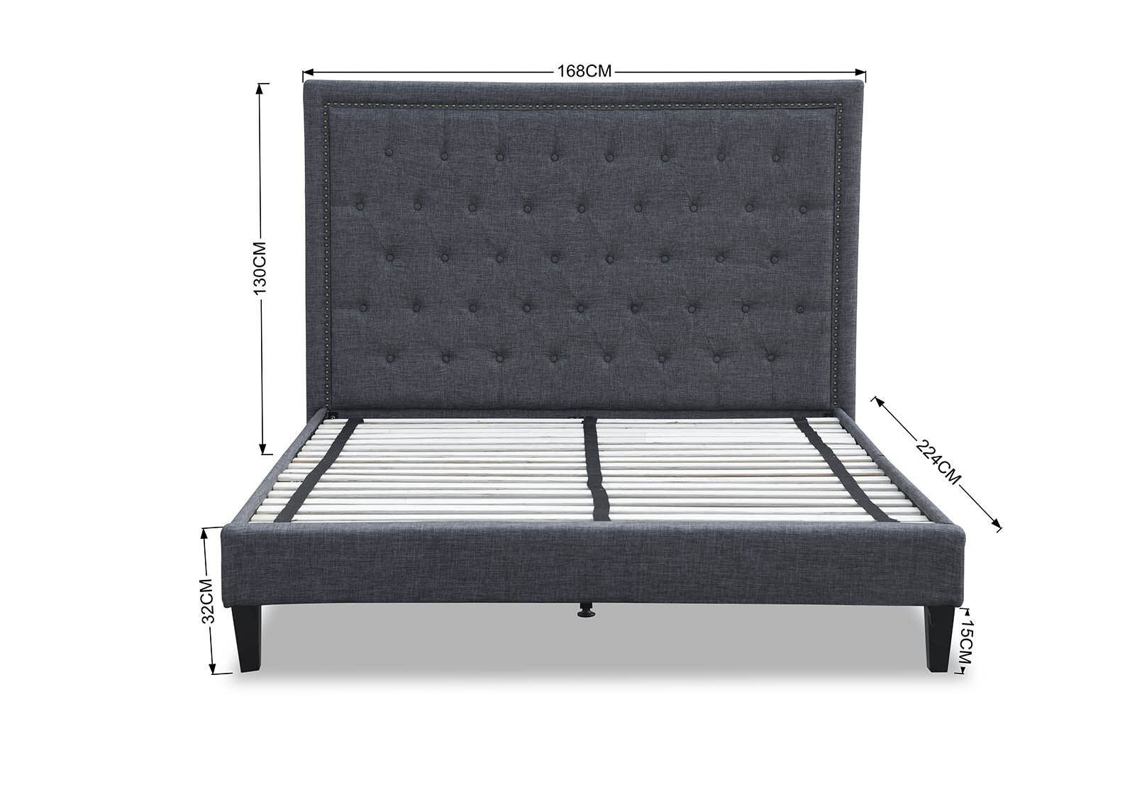 ARNOLD DARK GREY QUEEN BED DARK GREY