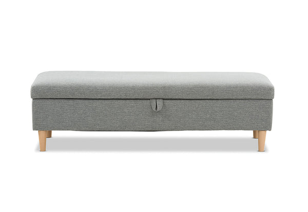 IMOGEN LINEN STORAGE BENCH LIGHT GREY