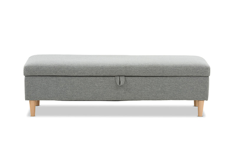 IMOGEN LINEN STORAGE BENCH LIGHT GREY