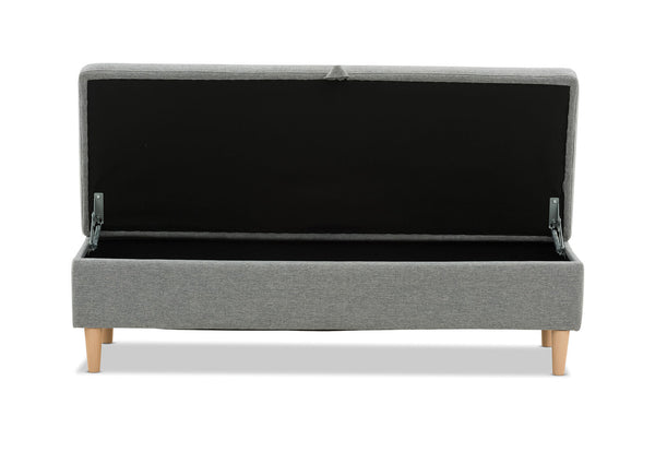 IMOGEN LINEN STORAGE BENCH LIGHT GREY