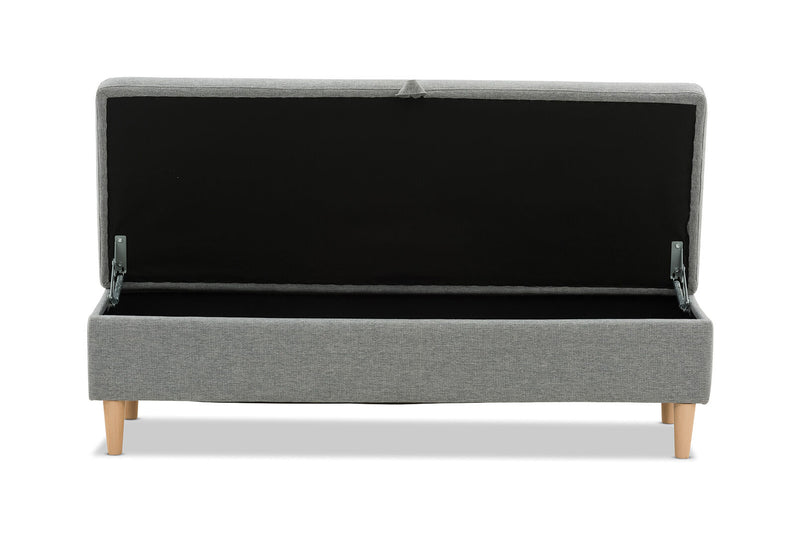 IMOGEN LINEN STORAGE BENCH LIGHT GREY