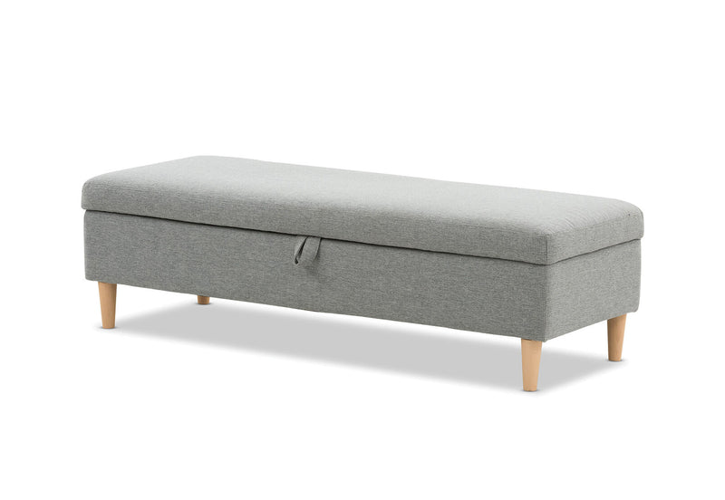 IMOGEN LINEN STORAGE BENCH LIGHT GREY