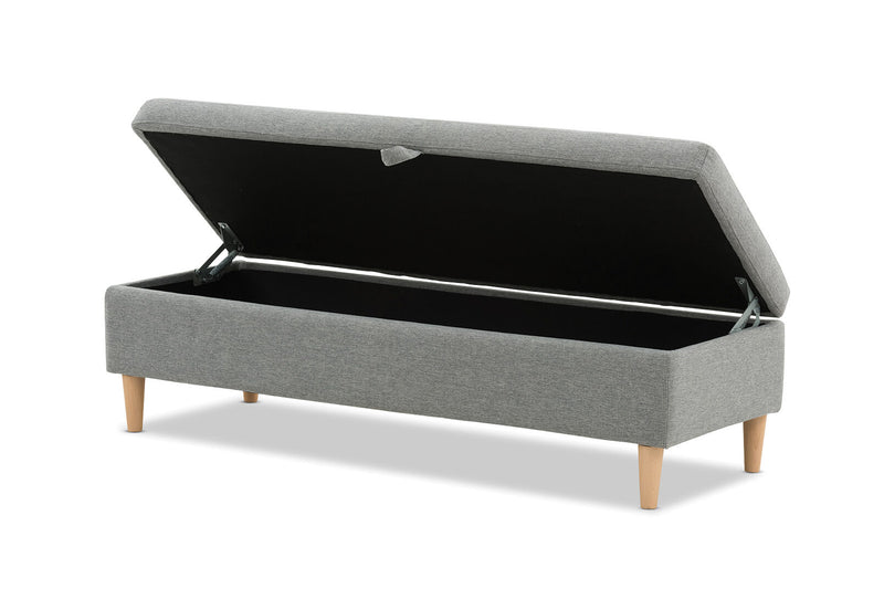 IMOGEN LINEN STORAGE BENCH LIGHT GREY