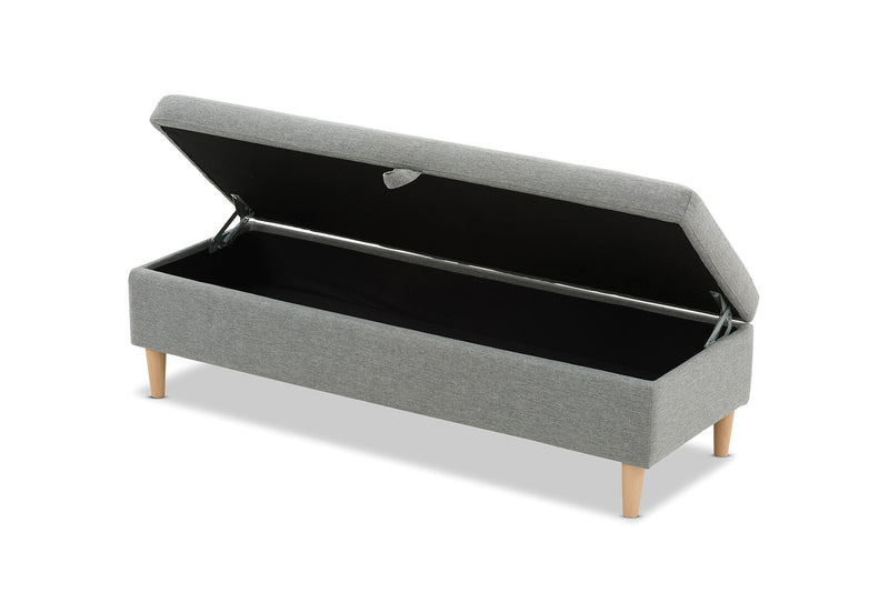 IMOGEN LINEN STORAGE BENCH LIGHT GREY