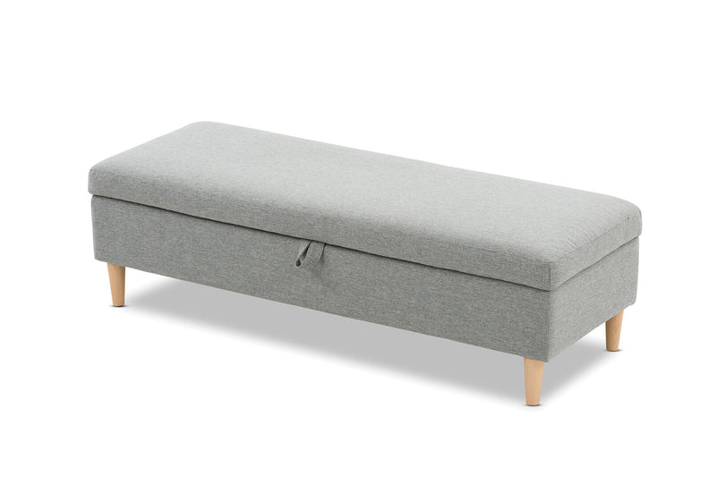 IMOGEN LINEN STORAGE BENCH LIGHT GREY