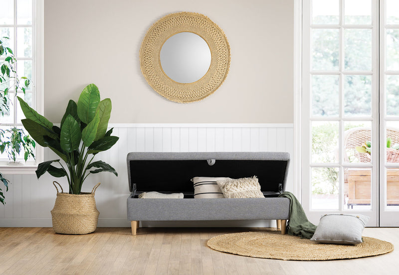 IMOGEN LINEN STORAGE BENCH LIGHT GREY