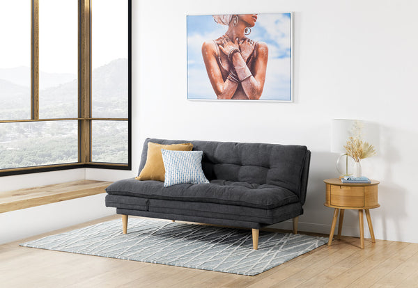 BAILEY FABRIC CLICK CLACK SOFA BED CHARCOAL