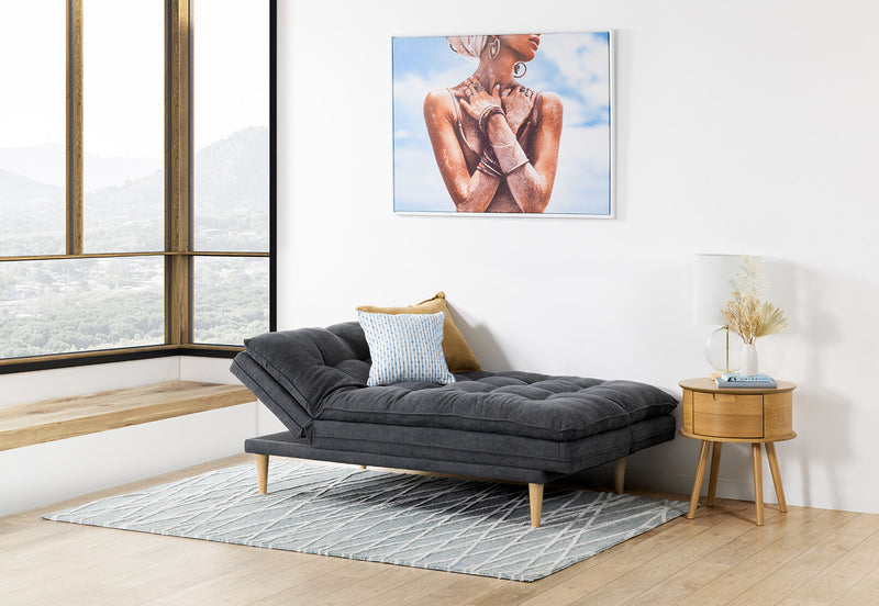 BAILEY FABRIC CLICK CLACK SOFA BED CHARCOAL