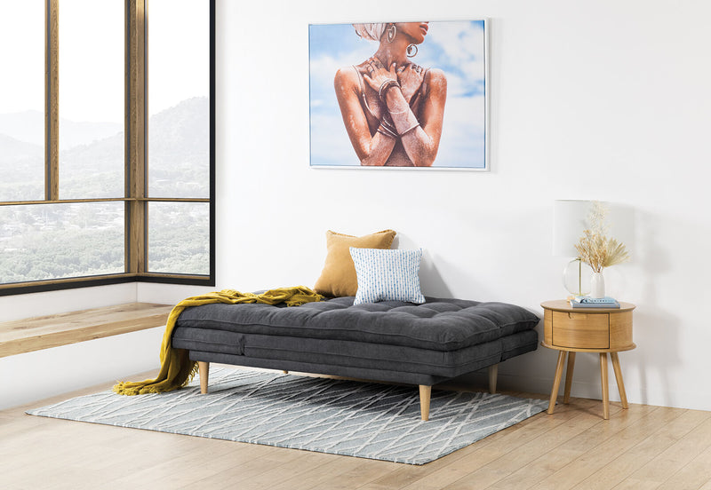 BAILEY FABRIC CLICK CLACK SOFA BED CHARCOAL